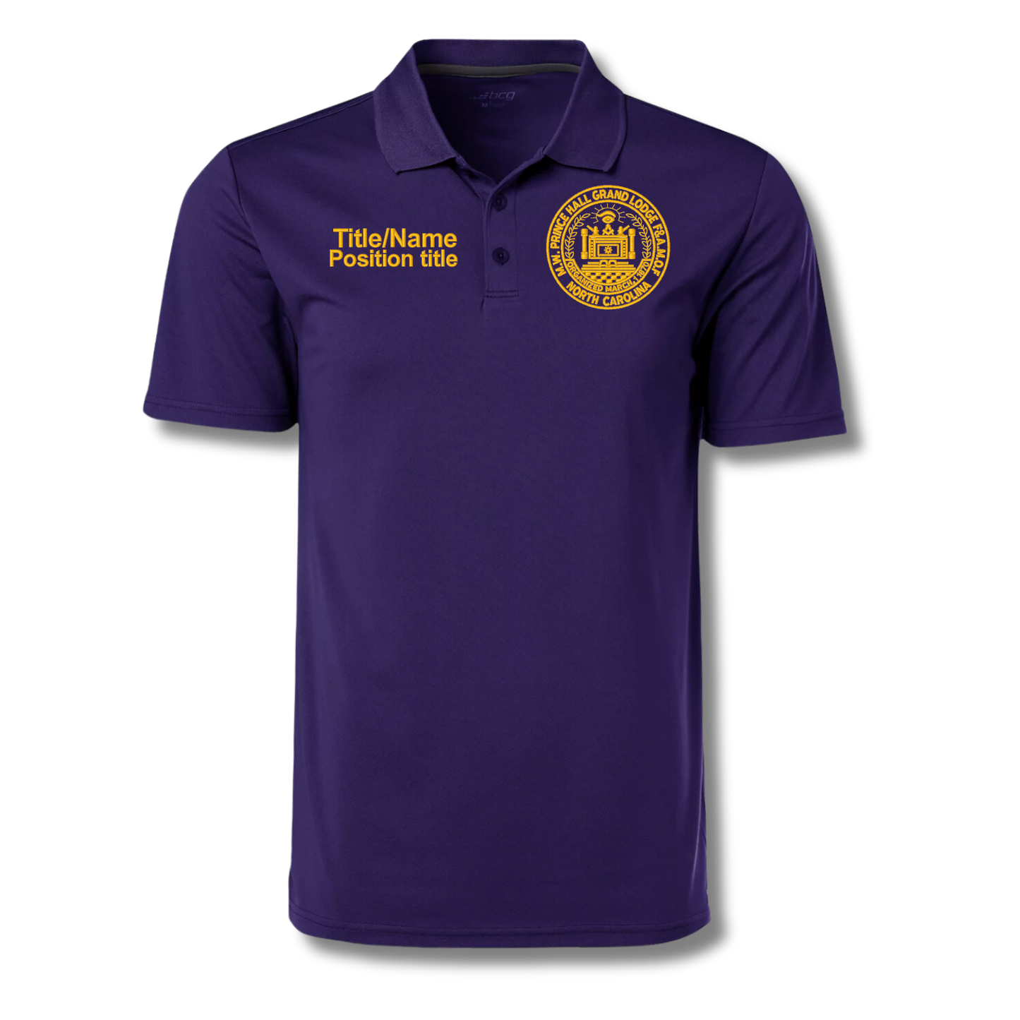 Short Sleeve Prince Hall Grand Lodge NC Polo (Purple with Gold Thread)