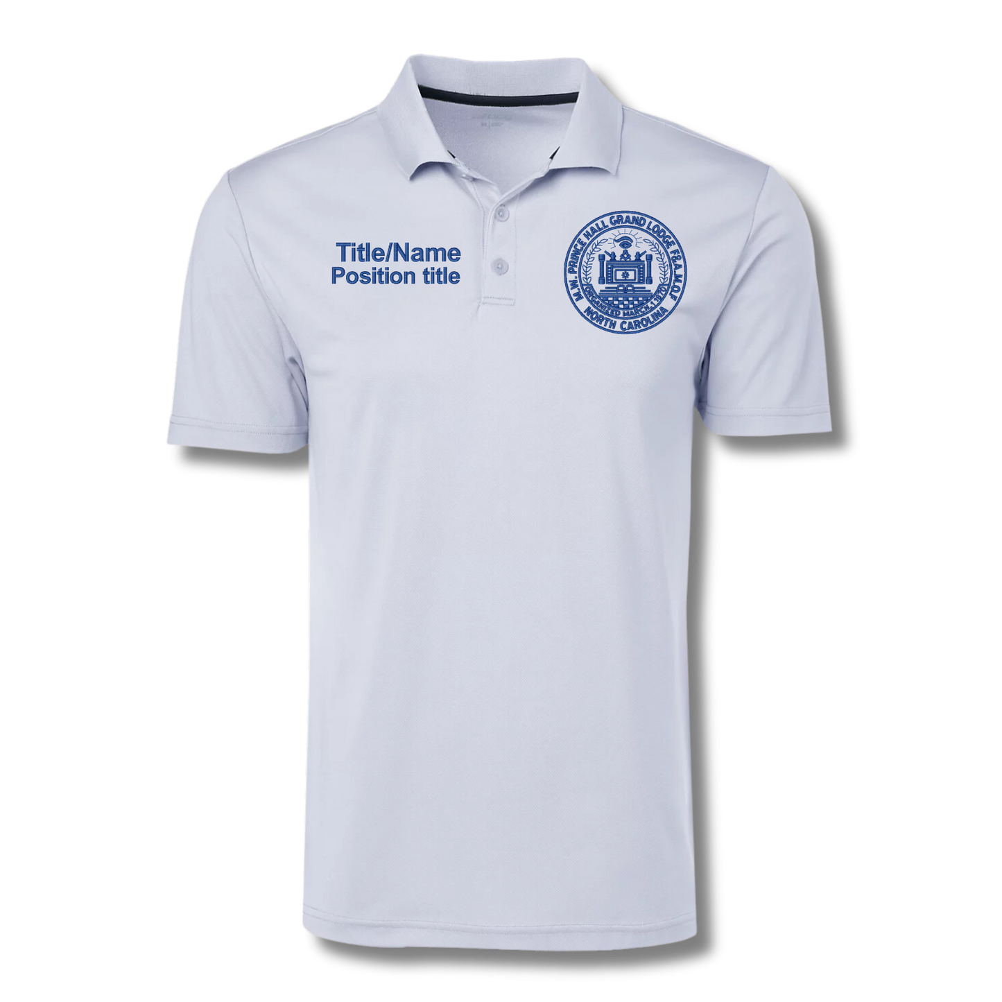 Short Sleeve Prince Hall Grand Lodge NC Polo (White with Navy Thread)