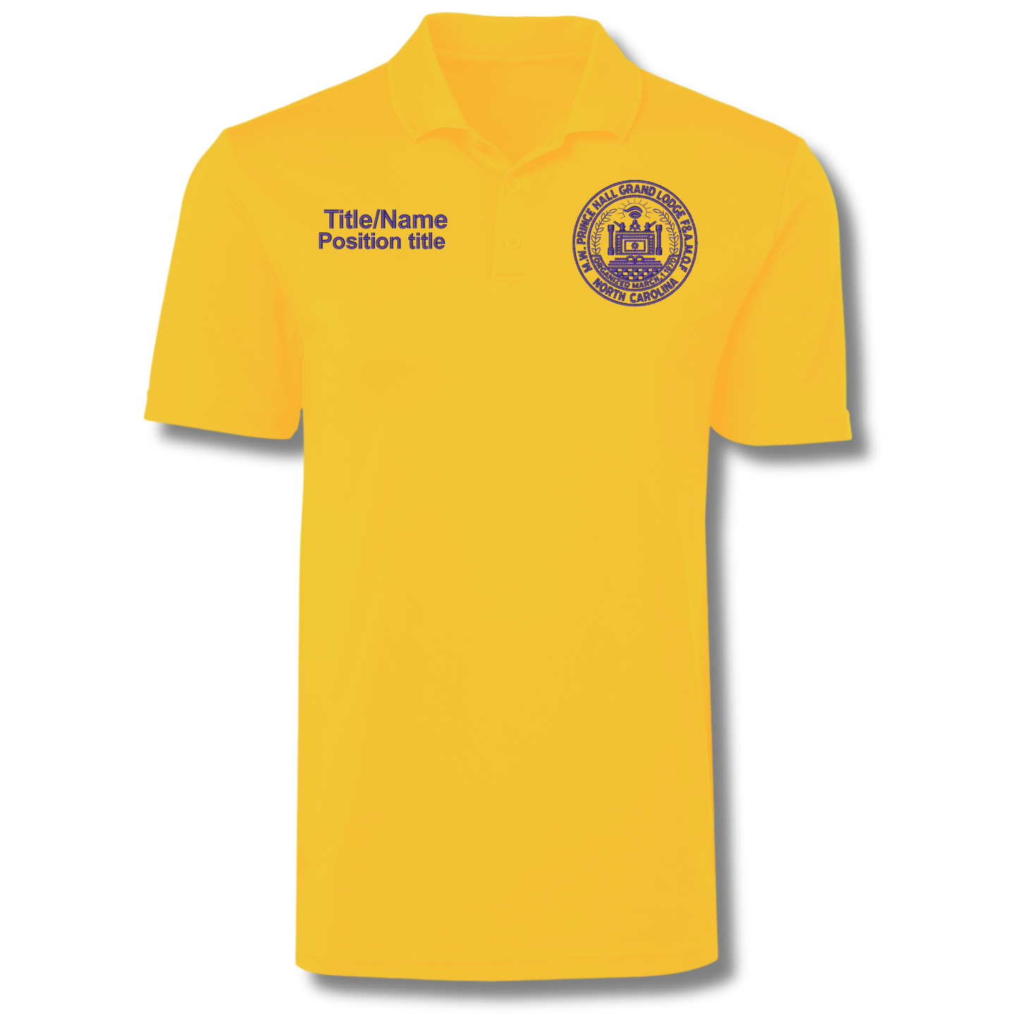 Short Sleeve Prince Hall Grand Lodge NC Polo (Gold with purple Thread)